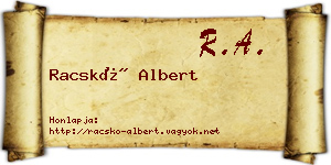 Racskó Albert névjegykártya