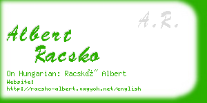 albert racsko business card